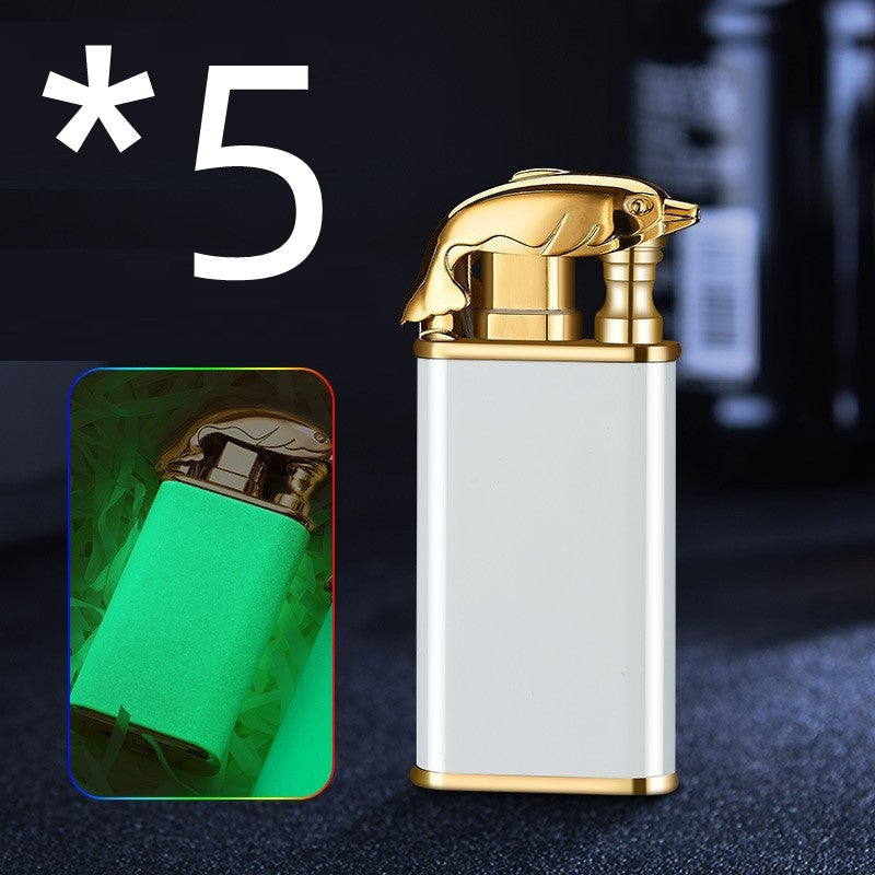 Windproof Jet Flame Torch Lighter – Creative Dolphin Dragon Tiger Double Fire Metal Refillable Lighter