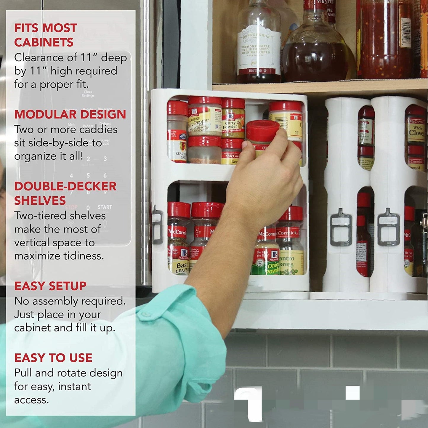 Space-Saving Rotating Storage Rack – Double Tier Organizer for Spices & Condiments