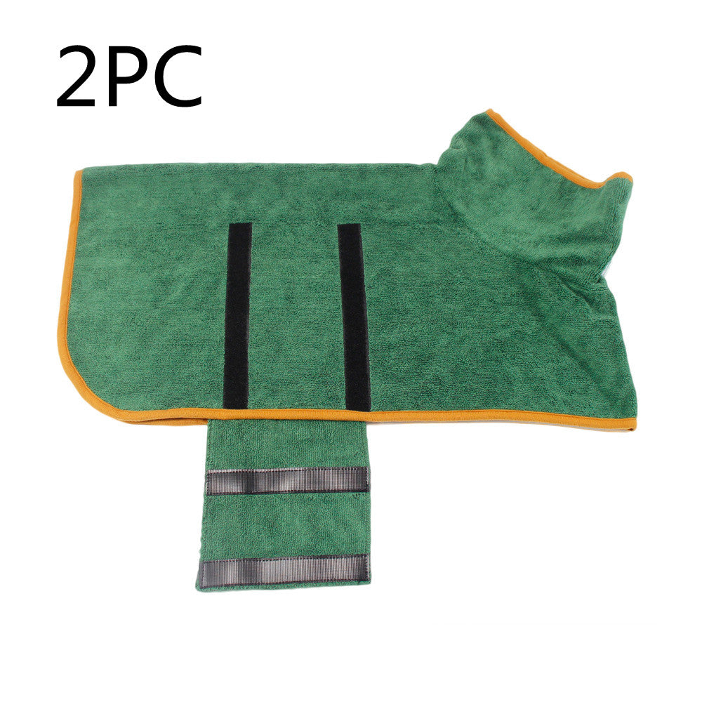 Pet Bath Drying Robe Wrap – Microfiber Absorbent Dog & Cat Towel Coat