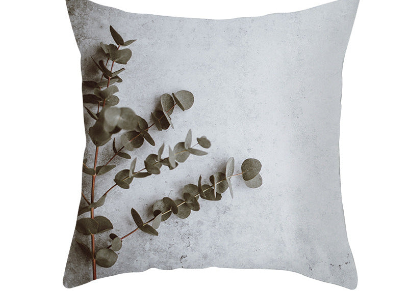 Light Tropical Plants Peach Skin Fleece Pillowcase – Soft Home Decor Cushion Cover