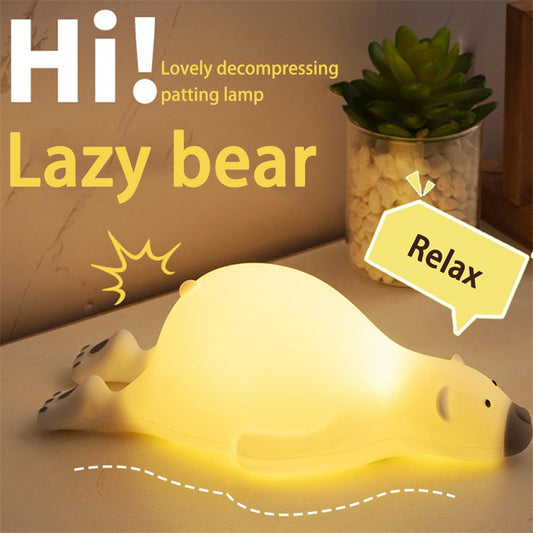 Cute Bear Bedside Lamp – Silicone LED Night Light for Kids & Baby Rooms