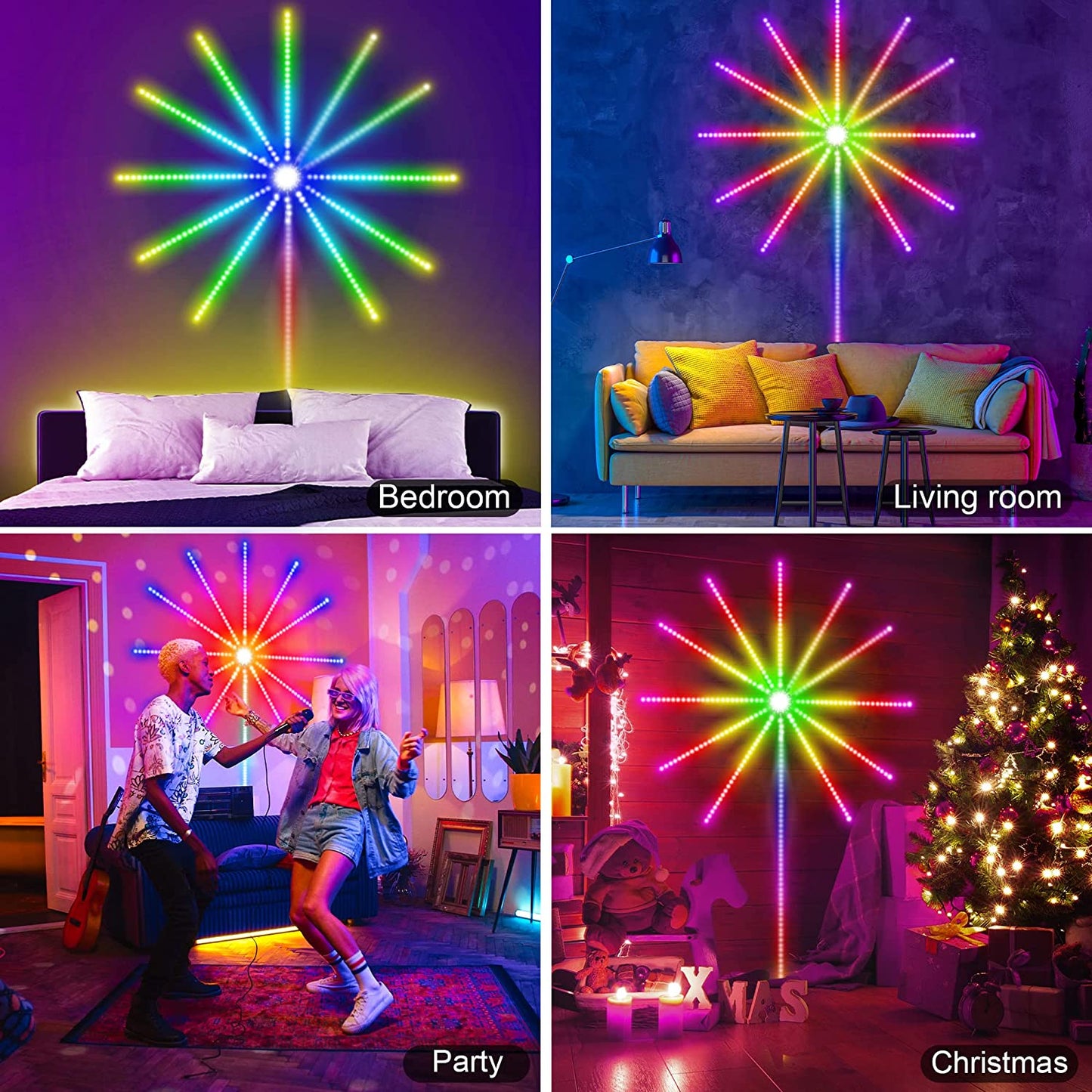 Firework LED Lights for Room – RGB Music Sync Strip Lights