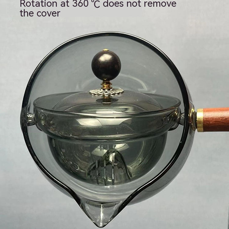 Modern Glass Teapot with Infuser – Rotary Semi Automatic Heat Resistant Tea Brewer Tool