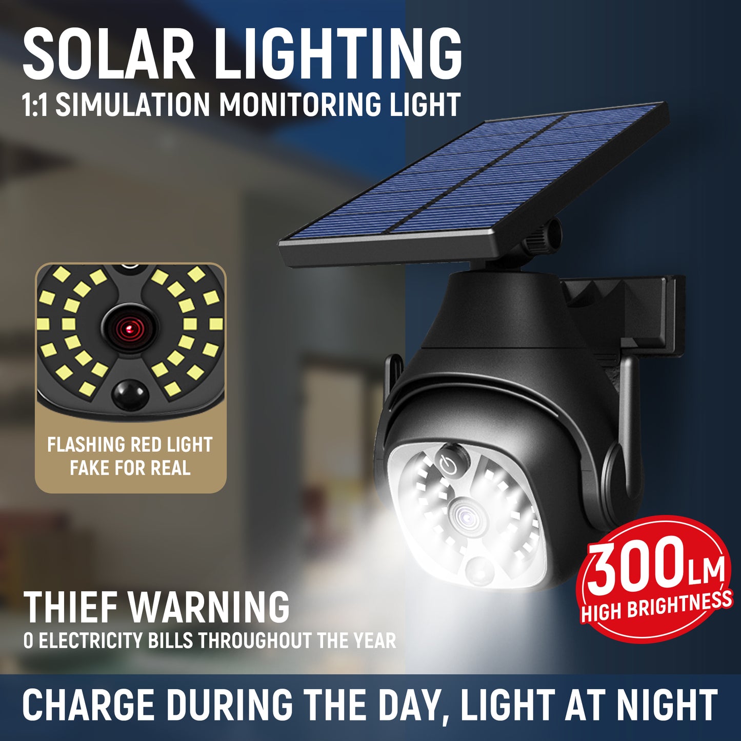 Solar LED Outdoor Wall Light Motion Sensor - Motion-sensor, waterproof, & energy-saving