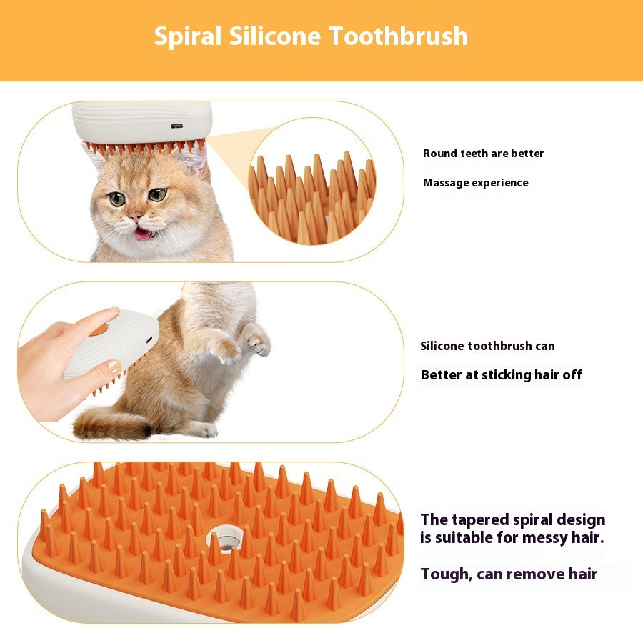 Electric Pet Steam Brush with Spray – USB Rechargeable