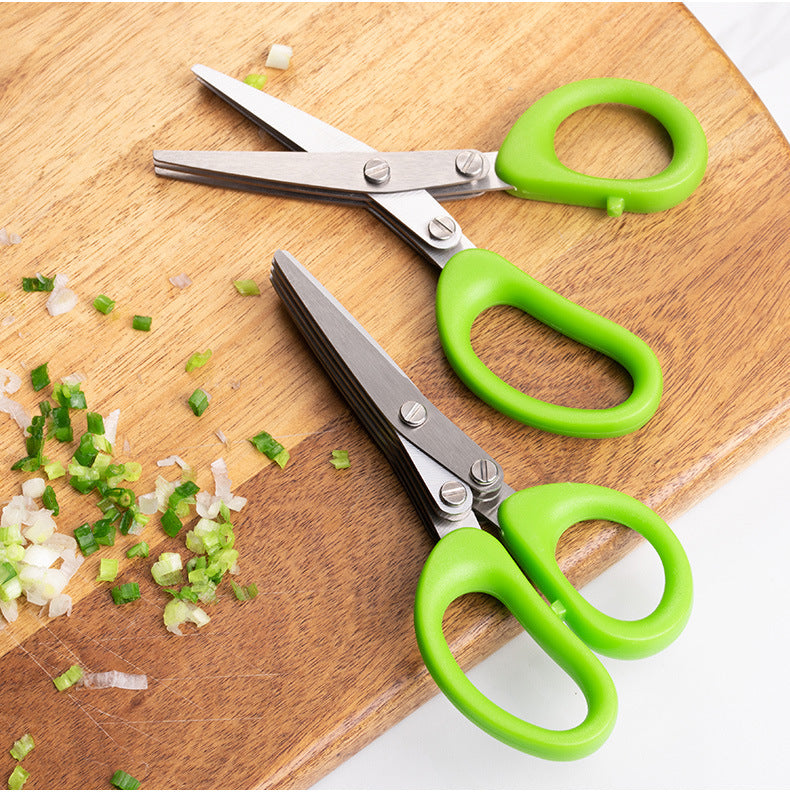 Fast Chop Kitchen Herb Scissors – Multi-Layer Stainless Steel Green Onion & Seaweed Cutter Tool