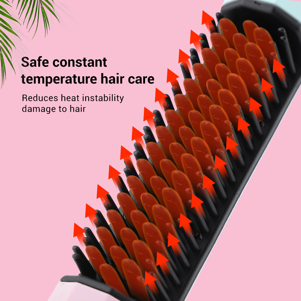 Travel Hair Styling Tool – Wireless Straightening Comb & Curling Iron