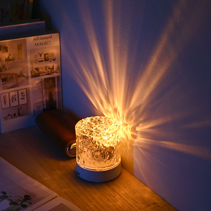 Modern Crystal Ripple Lamp – LED Night Light Projector for Bedroom Mood Lighting
