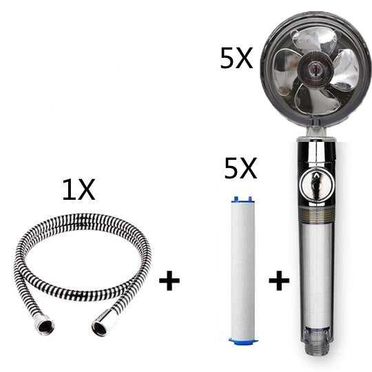 Strong Pressure Shower Head – Turbo Propeller Water Saving Handheld Spray