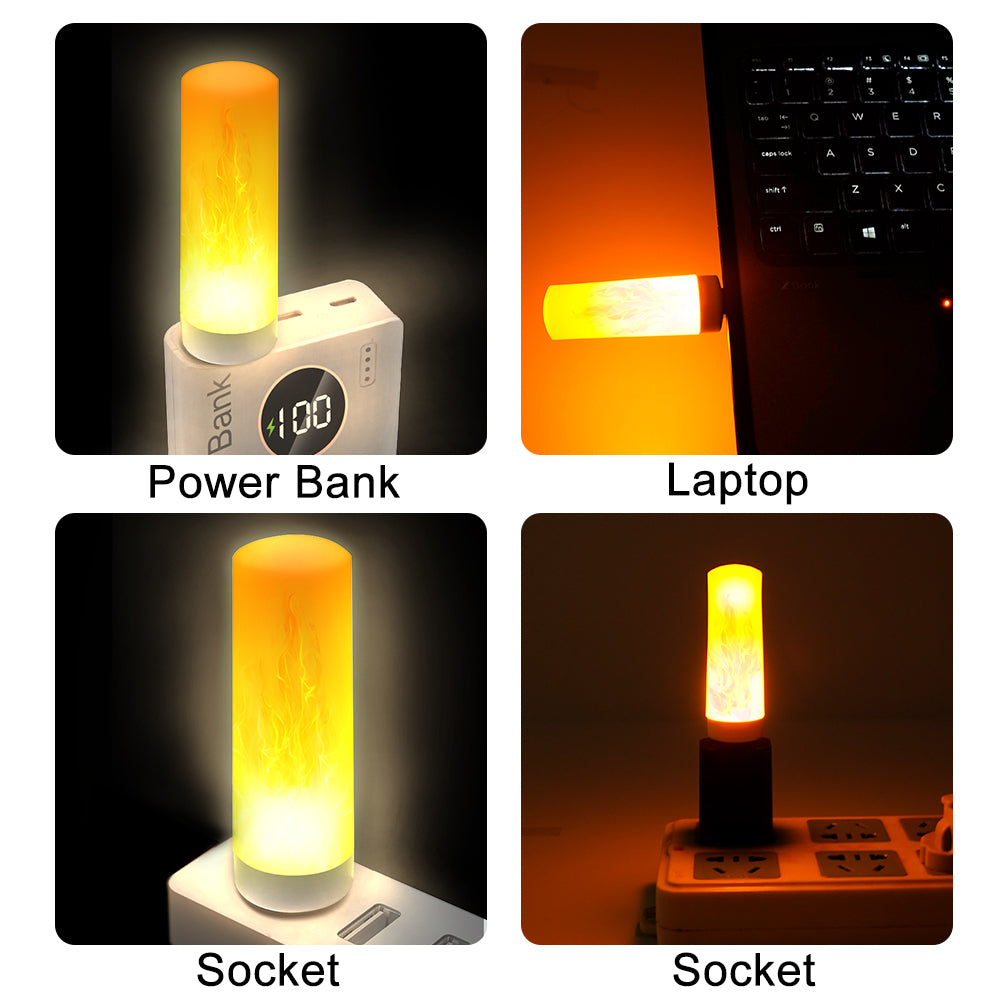 LED Flickering Flame Light USB Lamp – Atmosphere Night Light | Camping & Cozy Room Decor