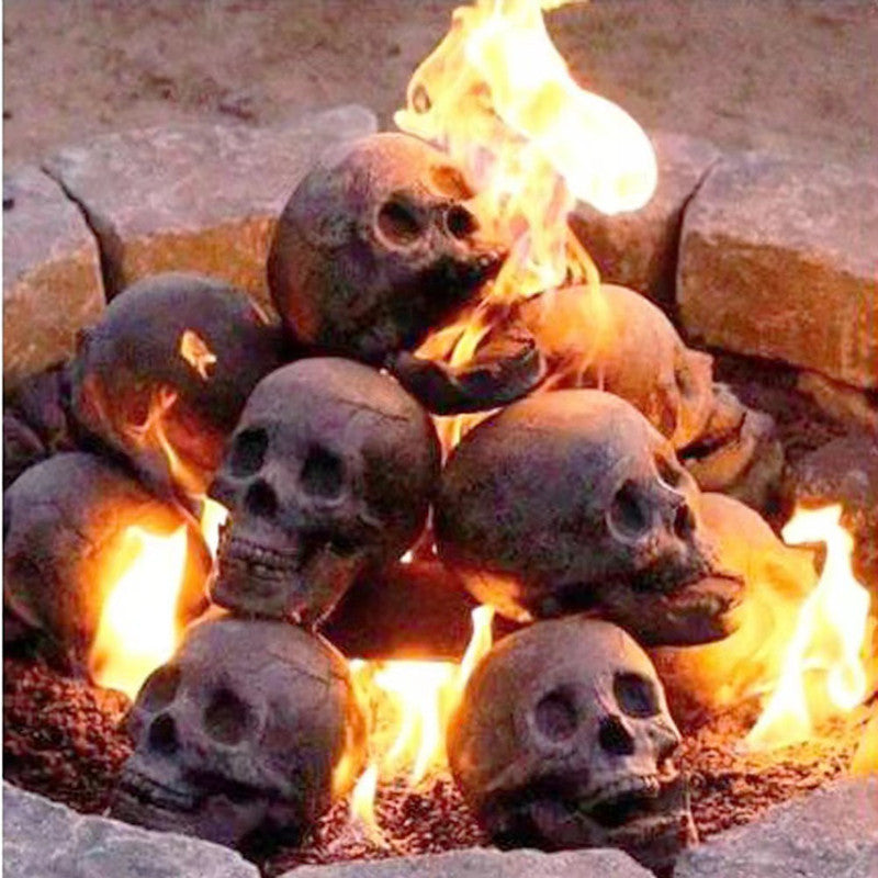 Skull Halloween Fire Pit Ornament – Outdoor BBQ Spooky Garden Decor