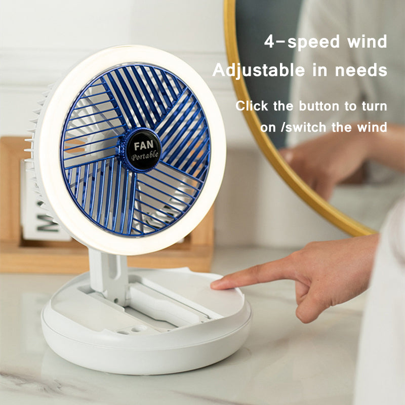 Foldable Table Fan USB – Portable Wall & Ceiling Fan with LED Light for Room