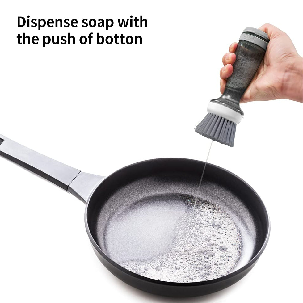 Pot & Dish Scrub Brush – Soap Dispenser Cleaning Tool for Kitchen