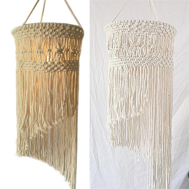 Hand-Knitted Macramé Lampshade for Boho Chic Lighting