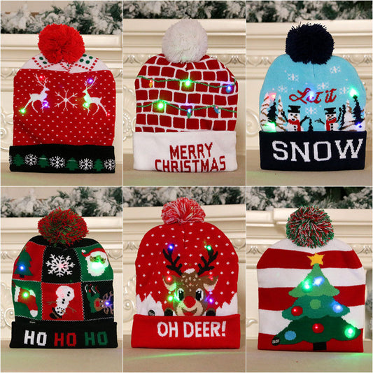 Christmas LED Knitted Hat Beanie – Light Up Festive Winter Cap for Kids Holiday Decor