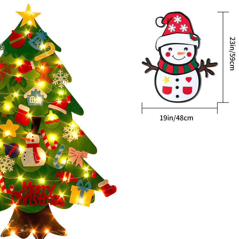 Children’s Felt Christmas Tree with LED Lights – DIY Wall Hanging Holiday Decoration