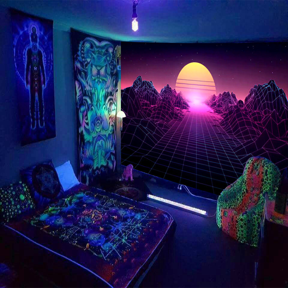 Fluorescent Wall Tapestry – Game Room & Dorm Room Hanging Decor