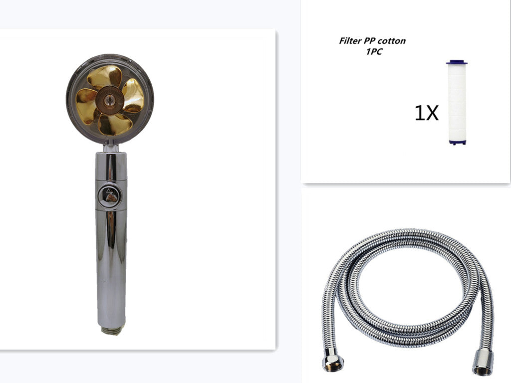 Strong Pressure Shower Head – Turbo Propeller Water Saving Handheld Spray