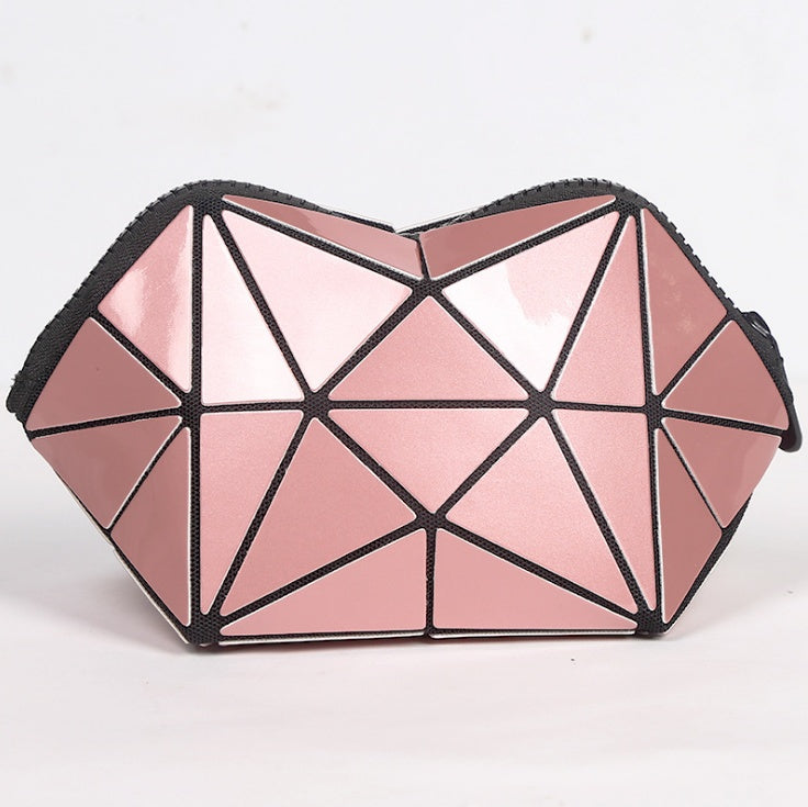 Fashion Geometric Cosmetic Bag for Women – Lightweight Travel Makeup Organizer Zipper Pouch