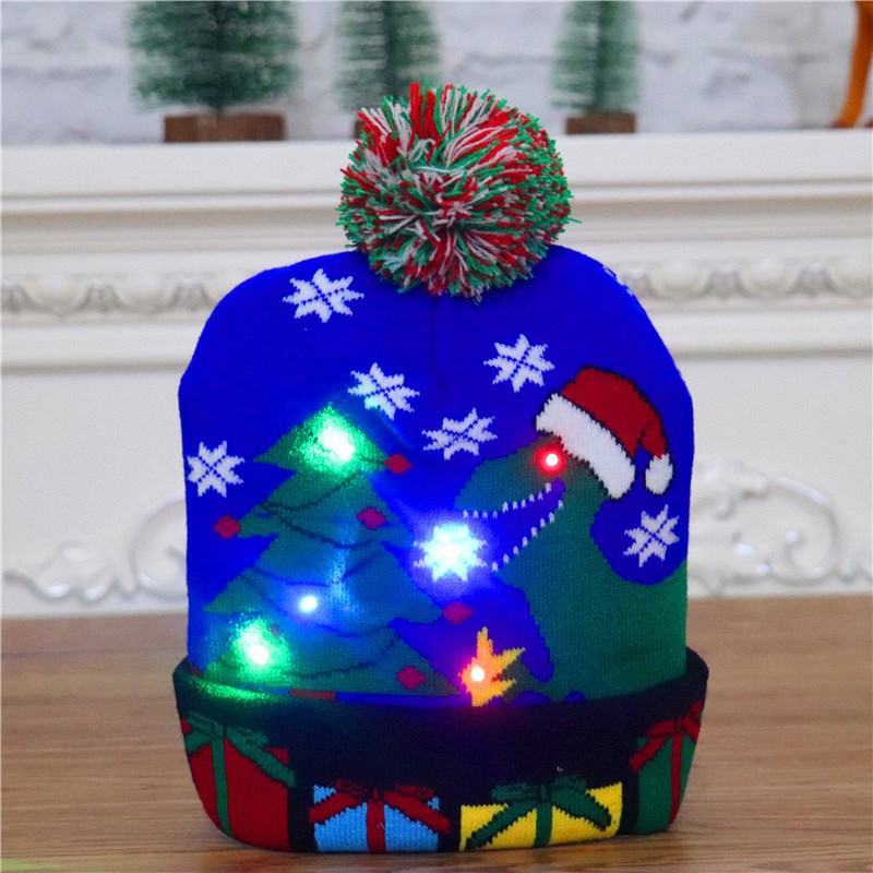 Christmas LED Knitted Hat Beanie – Light Up Festive Winter Cap for Kids Holiday Decor