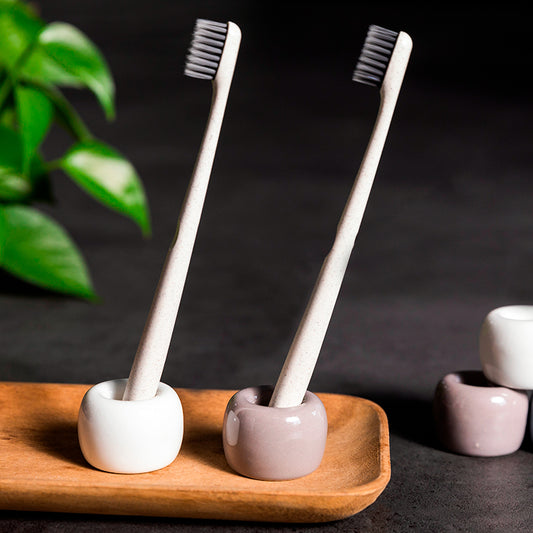 Ceramic Toothbrush Holder – Bathroom Organizer for Sink & Vanity Storage