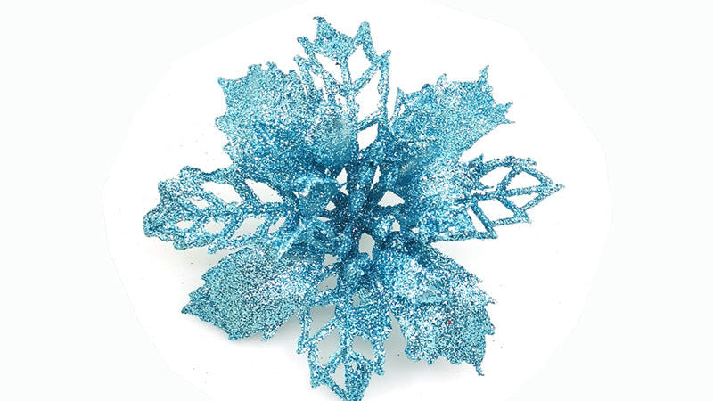 Christmas Glitter Fake Flowers – Festive Tree Decorations for Home & Party Setup