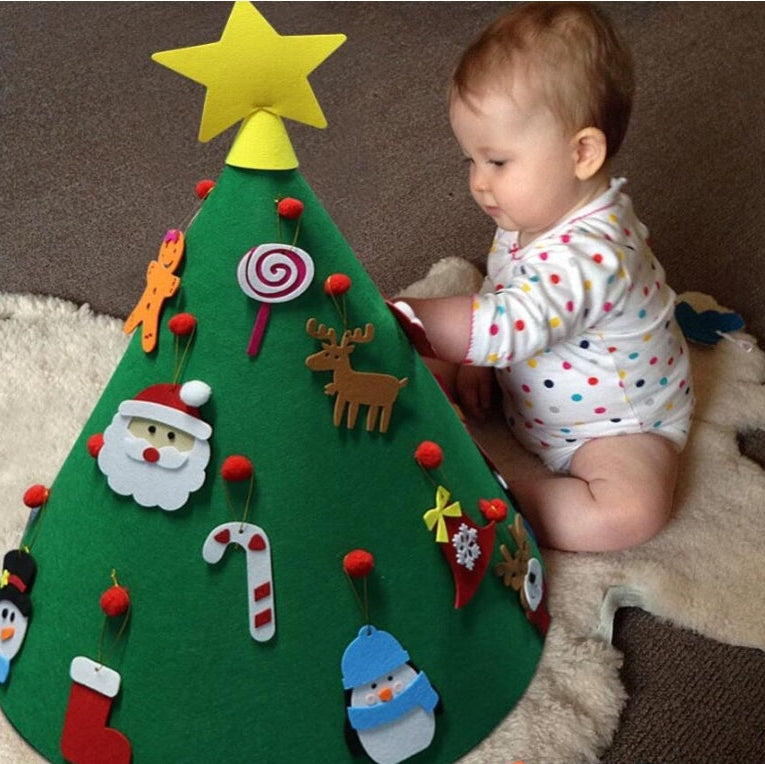 Handmade Kids Christmas Felt Tree Puzzle 3D DIY Hanging Ornament Educational Xmas Toy