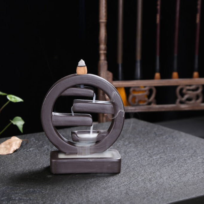 Ceramic Incense Burner Backflow – Square Smoke Waterfall Holder Home Decor