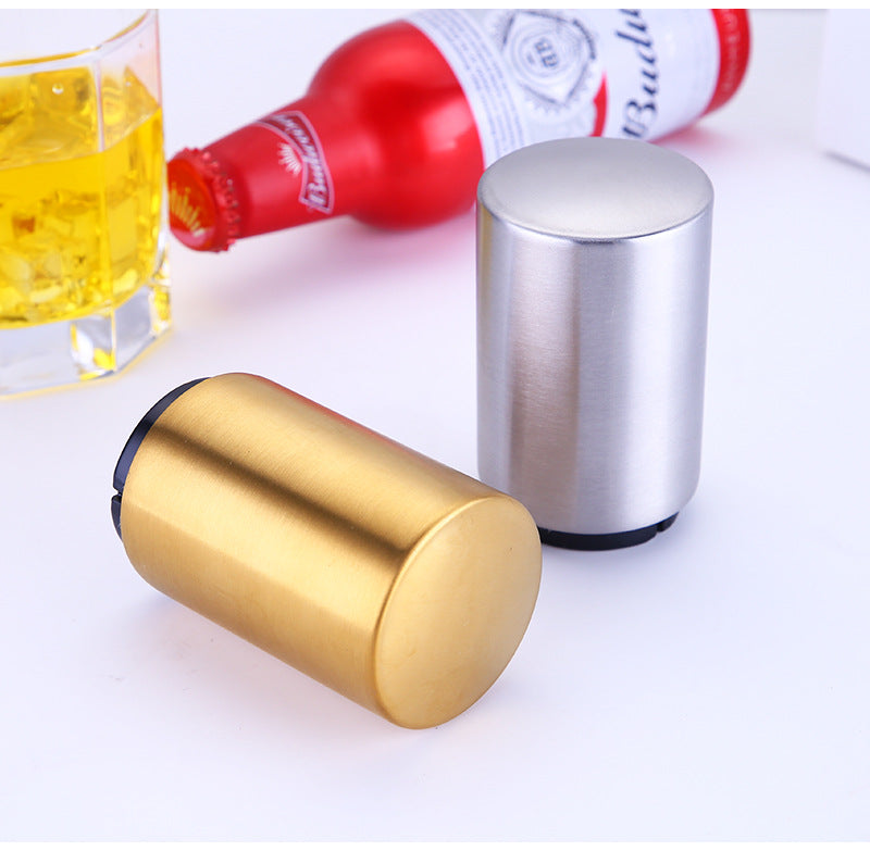 Automatic Beer Bottle Opener – Brushed Metal Magnetic Bar Tool for Home & Kitchen