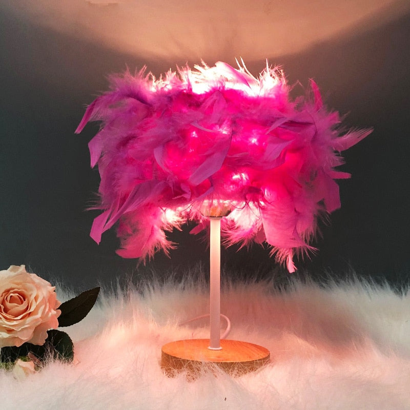 LED Feather Lamp – Elegant Bedside Table Light for Bedroom & Living Room Decor