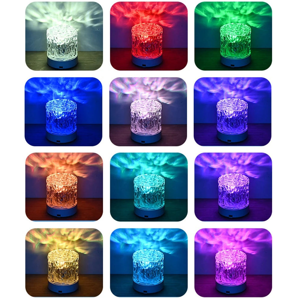 Modern Crystal Ripple Lamp – LED Night Light Projector for Bedroom Mood Lighting