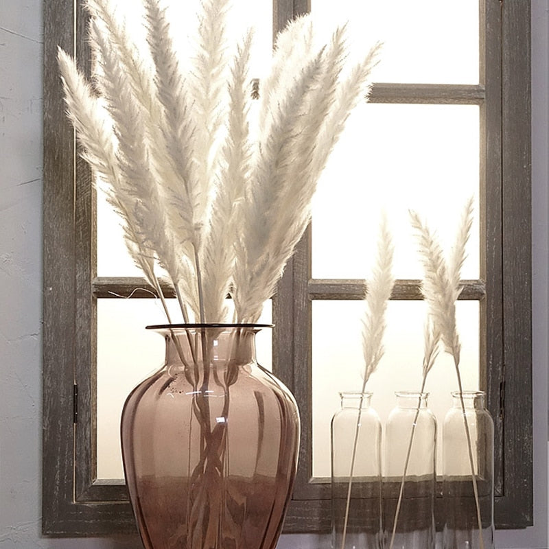 Dried Reed Flower Home Decor – Natural Boho Vase Arrangement for Living Room Styling