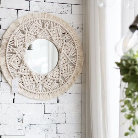 Boho Mirror Wall Tapestry – Aesthetic Vanity Decor for Bedroom, Dorm & Home Styling