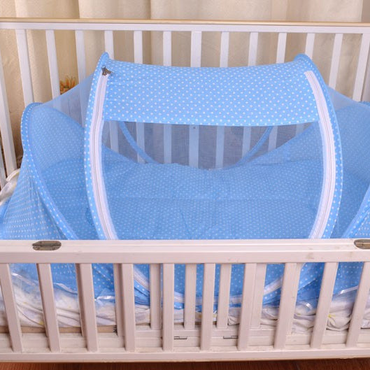 Foldable Infant Baby Bed – Breathable Mosquito Net with Soft Pillow Set