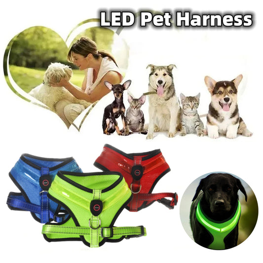 Reflective LED Dog Harness – Night Safety Light Up Vest for Dogs