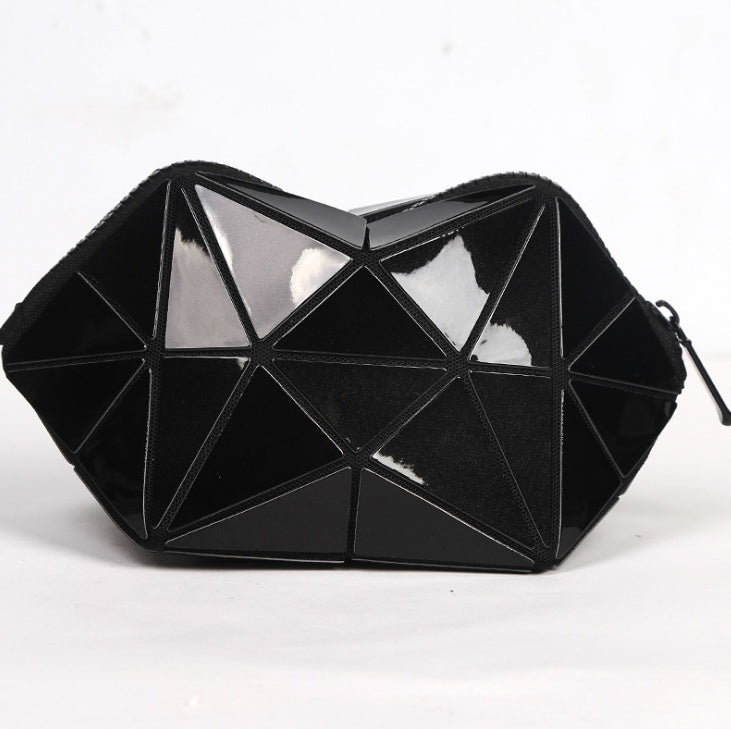 Fashion Geometric Cosmetic Bag for Women – Lightweight Travel Makeup Organizer Zipper Pouch