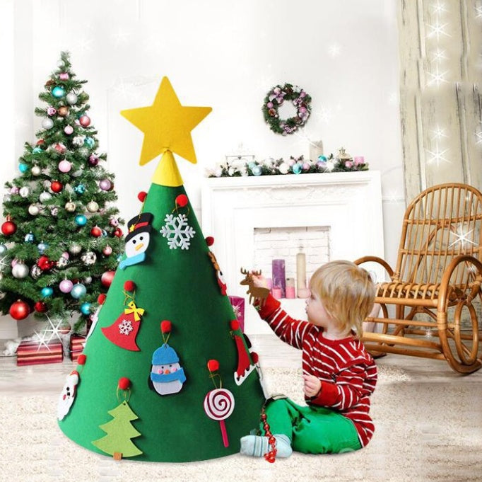 Handmade Kids Christmas Felt Tree Puzzle 3D DIY Hanging Ornament Educational Xmas Toy
