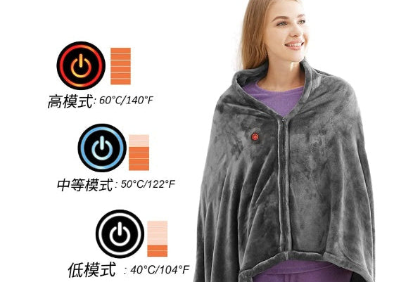 Heated Flannel Blanket Shawl – USB Electric Warm Body Wrap for Winter Comfort