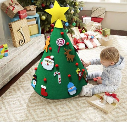 Handmade Kids Christmas Felt Tree Puzzle 3D DIY Hanging Ornament Educational Xmas Toy