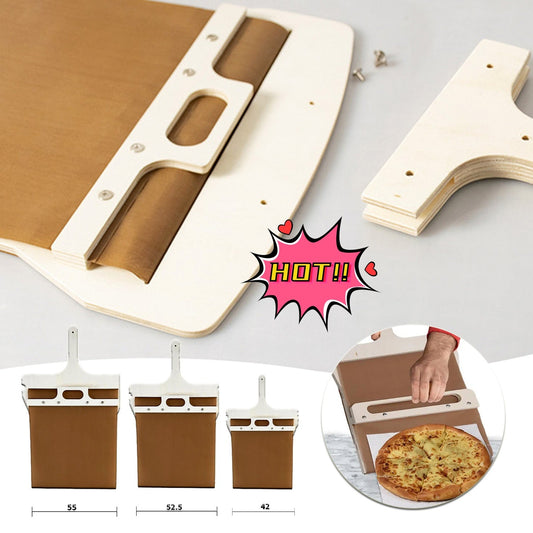 Sliding Pizza Peel with Wooden Handle – Easy Transfer Pizza Board for Home Oven & Baking