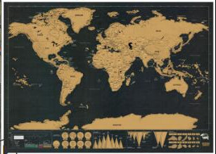 Black Scratch Off Map Poster – Deluxe World Travel Tracker Wall Art Home Decor