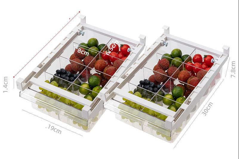 Refrigerator Storage Drawer Organizer – Adjustable Pull Out Fridge Shelf Rack