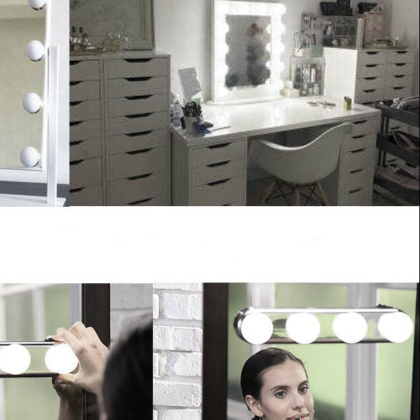 Portable LED Makeup Fill Light – 4 Bulb Suction Cup Mirror Vanity Light