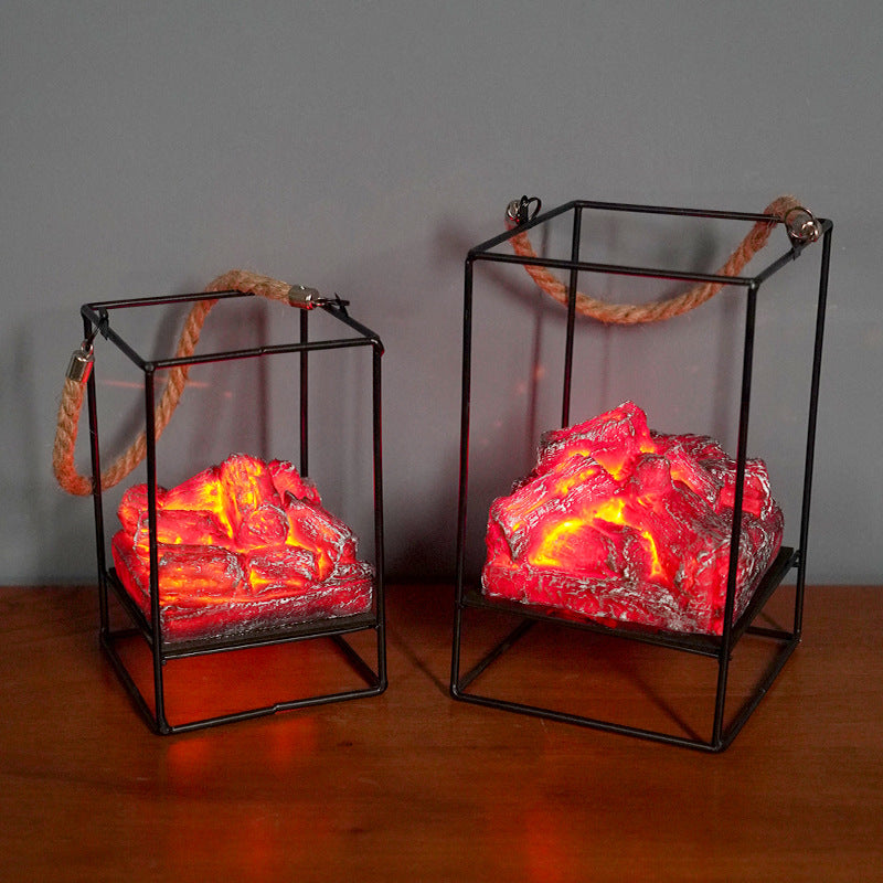 LED Flame Effect Fireplace Light – Portable Home Decor Lamp for Christmas, Halloween & Winter Atmosphere