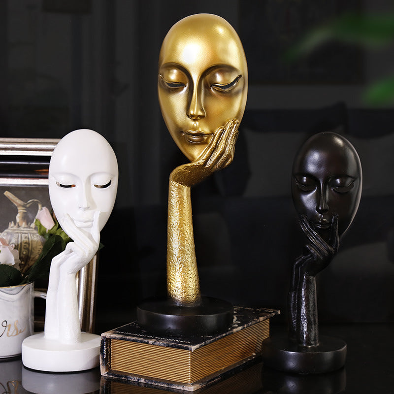 Nordic Abstract Art Sculpture – Thinking Lady Resin Figurine for Living Room Decor