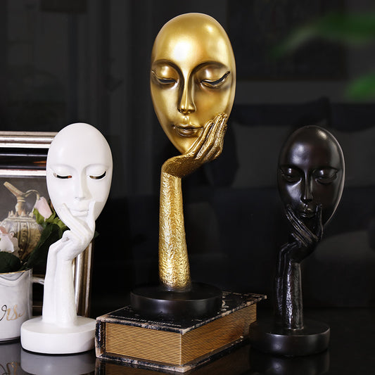 Nordic Abstract Art Sculpture – Thinking Lady Resin Figurine for Living Room Decor