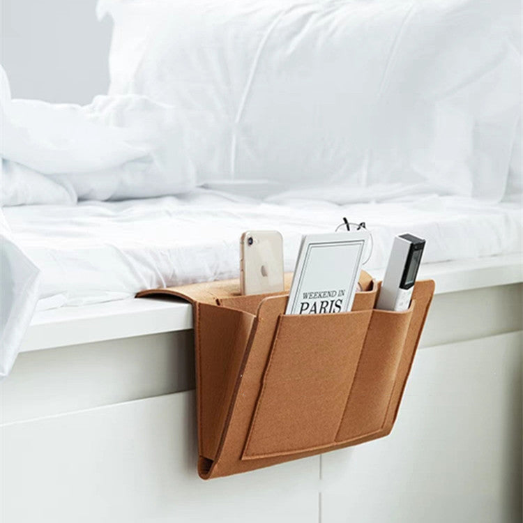 Felt Bedside Storage Organizer Bag – Anti-Slip Bed Hanging Pocket for Bedroom & Sofa Storage