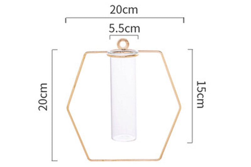 Wall Hanging Hydroponic Vase – Gold Nordic Planter for Boho Room Decor