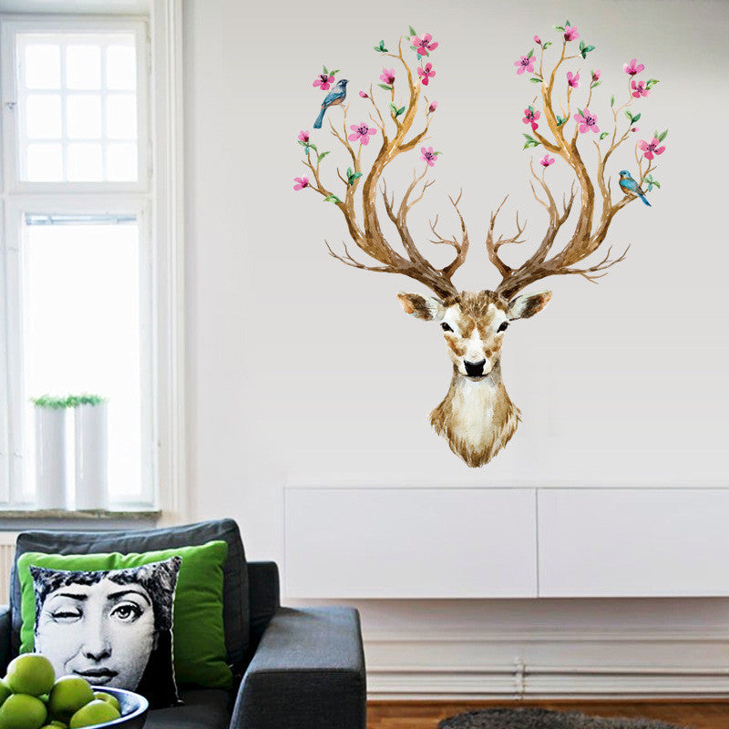 Sika Deer Wall Art Stickers – Decorative DIY Wall Decals for Bedroom & Living Room Interior
