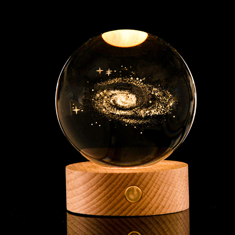 Galaxy Crystal Ball Night Light – 3D Laser Engraved Lamp for Cozy Room Vibes